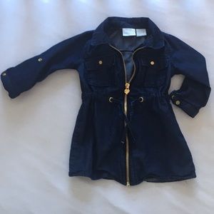 Long sleeve zip up denim dress